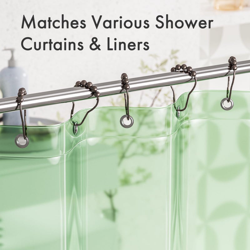 Amazer Bronze Shower Curtain Hooks, 12PCS Rust-Resistant Metal Shower Hooks Ring Shower Rings for Curtain, Rolling Shower Curtain Rings for Bathroom Shower Rod Shower Curtain Hangers - Image 5